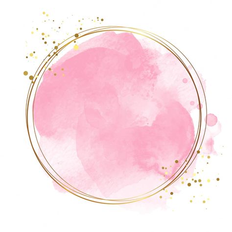 Premium Vector | Elegant gold frame with splash pink watercolor Rosas Vector, Fashion Sale Banner, Gold Glitter Background, Cute Pink Background, Circle Frame, Digital Texture, Pink Frames, Circle Frames, Watercolor Splash