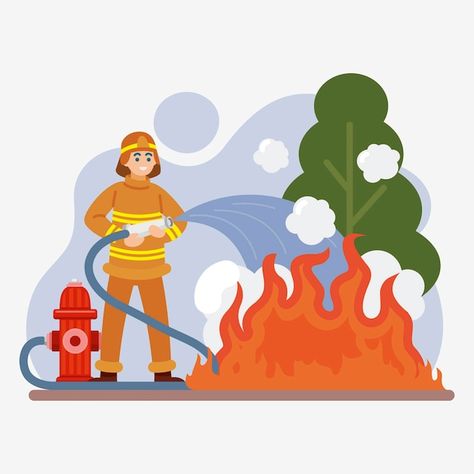 Buddha Canvas, Book Layout, Fire Safety, Flat Illustration, A Fire, Health And Safety, Firefighter, Graphic Resources, Vector Free