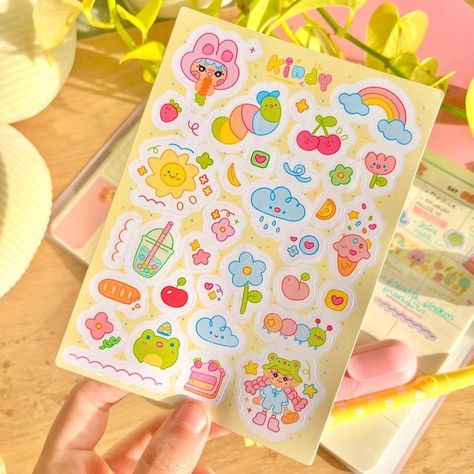 Stationary Small Business, Cute Sticker Sheets, Small Business Products, Sticker Design Ideas, Sticker Packaging, Sticker Design Inspiration, Shrink Art, Stickers Design, Kawaii Illustration