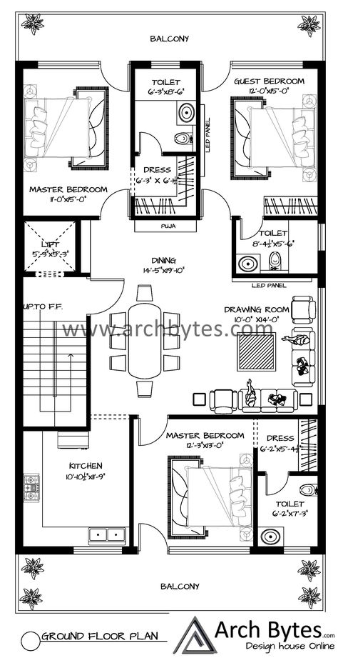 This is just a basic over View of the house plan for 32 by 60 feet. If you any query related to house designs feel free to Contact us at Info@archbytes.com 30x60 House Plans, Southwest House Plans, Southwest House, Urban House, House Plans With Pictures, Bungalow Floor Plans, Indian House Plans, Free House Plans, Diy House Plans