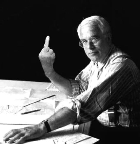 Peter Eisenman. Image via supportingfrankgehry.tumblr.com Peter Eisenman Architecture, Grid Architecture, Peter Eisenman, Flipping The Bird, Architecture Program, Renzo Piano, Famous Architects, Geometry Pattern, Grad Photos