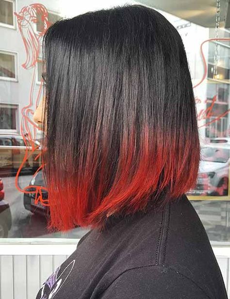 Red Ombre Hair - Red Edged Ombre Red Hair Tips, Hair Color Red Ombre, Trendy We Fryzurach, Dyed Tips, Hair Dye Tips, Red Ombre Hair, Short Red Hair, Short Ombre Hair, Dip Dye Hair