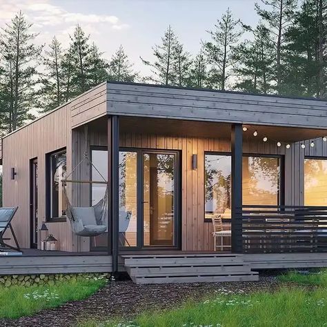 Light Steel Frame House, A Frame Houses, Prefab Home Kits, Modular Home Designs, Wood Container, Modern Prefab Homes, Steel Frame House, Prefab Cabins, Frame House