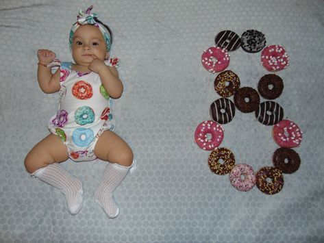 Donut Baby Photoshoot, 6 Month Donut Photoshoot, Donut Photoshoot, Donut Photos, Monthly Photoshoot, Half Birthday, Monthly Photos, Newborn Pics, Photography Basics