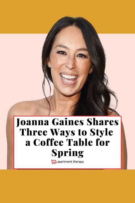 Joanna Gaines shares a few fun coffee table restyles that could inspire you to bring some spring into your living room this season. How To Stage A Round Coffee Table, Joanna Gaines Coffee Table Decor, Styling A Coffee Table Ideas, How To Style A Square Coffee Table, Spring Coffee Table Decor Ideas, Coffee Table Style Ideas, Vintage Coffee Table Decor Ideas, Round Coffee Table Decor Living Room, Small Coffee Table Styling