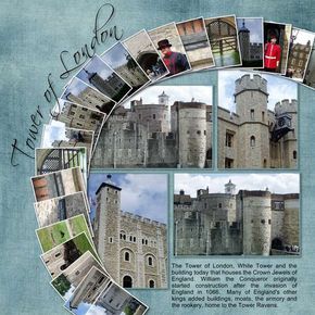 Travel Scrapbook Layouts, Scrapbooking Layouts Travel, Travel Scrapbook Pages, London Tower, The Tower Of London, Graphisches Design, Vacation Scrapbook, Multi Photo, Photo Album Scrapbooking