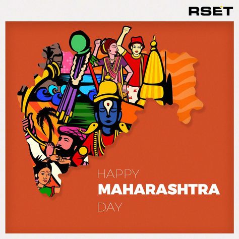 Marathi Culture Illustration, India Tourism Illustration, Maharashtra Day Drawing, Maharashtra Culture Illustration, Marathi Cover Page Ideas, Maharashtra Day Poster, Maharashtra Din Creative, Maharashtra Day Creative Ads, Maharashtra Day Creative