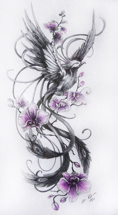 Phenix Birds Tattoo, Tattoo Crane, Phoenix Back Tattoo, Rebirth Tattoo, Fenix Tattoo, Phoenix Drawing, Phoenix Tattoo Feminine, Small Phoenix Tattoos, Hip Thigh Tattoos