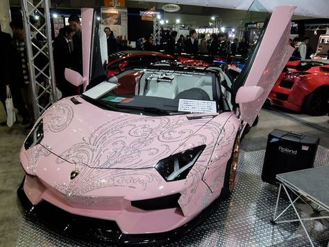 In case one pink Lambo wasn't enough ... this Aventador is from Liberty Walk Car Deco, Pimped Out Cars, Girly Car, Cute Car Accessories, Car Inspiration, Street Racing Cars, Classy Cars, Pink Car, Fancy Cars