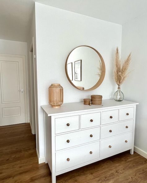 Ikea White Furniture Bedrooms, Ikea White Furniture, Chest Drawer Decor Ideas, Ikea White Dresser, Hemnes Drawers, Hemnes Chest Of Drawers, Chest Of Drawers Decor, Ikea Hemnes Dresser, Hemnes Dresser