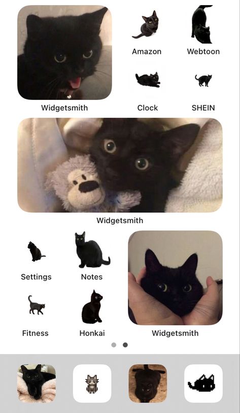 Cat Phone Theme, Cat Themed Phone, Widgetsmith Ideas, Ios Themes, Phone Homescreen, Ios Homescreen, Phone Lock, Iphone Wallpaper Ios, Collage Phone Case