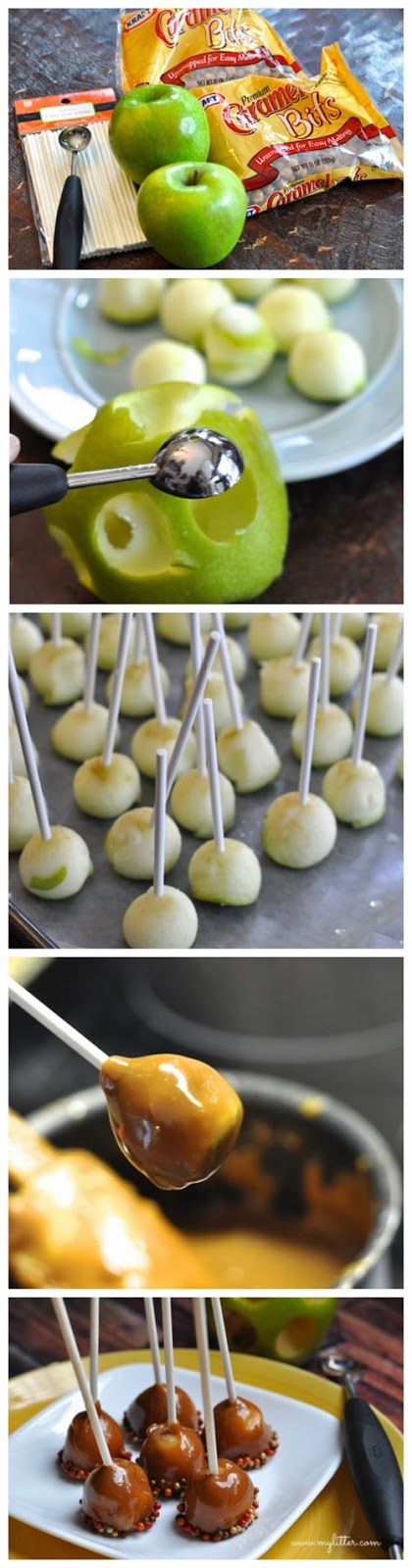 Simple and delicious! Everyone loves food on sticks! Mini Caramel Apples Recipe! Mini Caramel Apples, Caramel Apples Recipe, Tray Ideas, Snacks Für Party, Fruit Tray, Julia Child, Christmas Parties, Apple Recipes, Ideas Christmas