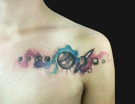 Leo Constellation Tattoo, Planet Tattoo, Science Tattoo, Solar System Tattoo, Planet Tattoos, Bone Tattoos, Galaxy Tattoo, Theme Tattoo, Harry Potter Tattoos