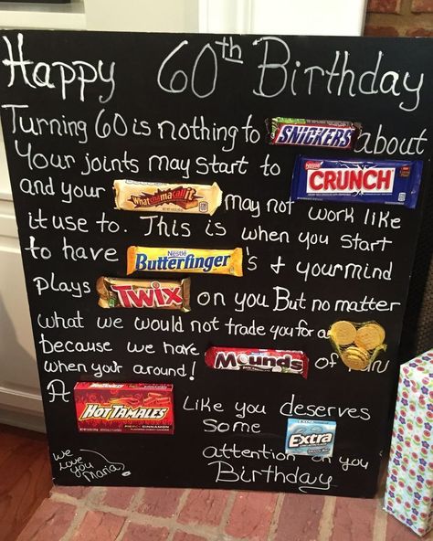 Old age Over the hill 60th birthday card poster using candy bars. Candy bar card 60th Birthday Ideas For Women, Birthday Poster Board, 60th Birthday Poster, 65th Birthday Gifts, Candy Bar Birthday, Birthday Posters, 65th Birthday Gift, 60th Birthday Cards, Birthday Cakes For Women