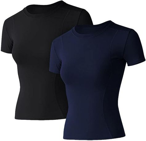 Amazon.com: Loovoo Compression Shirt Women Workout Shirts 2 Pack Short Sleeve Seamless Athletic Dry Fit Yoga Gym Tops Tee : Clothing, Shoes & Jewelry Compression Shirts, Long Sleeve Workout Top, Yoga Crop Tops, Women Workout, Sheer Shirt, Gym Tops, Compression Shirt, Yoga Gym, Athletic Shirts