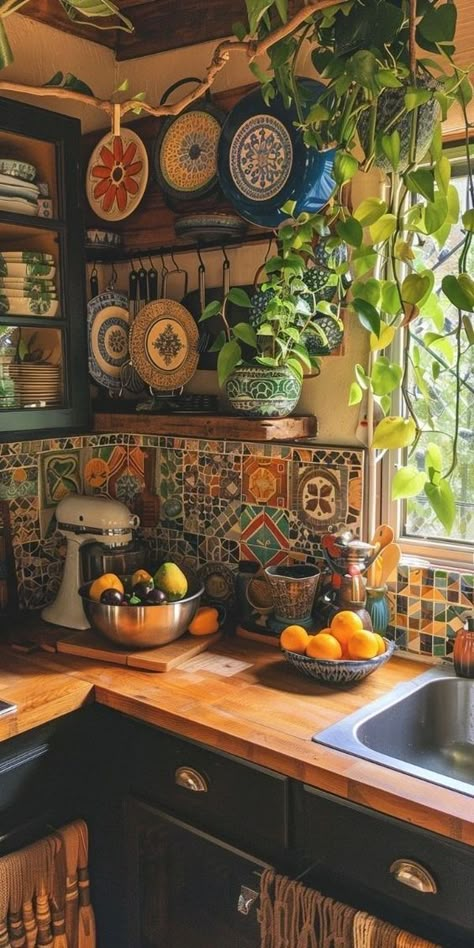 Boho Style Kitchen, Boho Kitchen Ideas, Bohemian Kitchen, Boho Kitchen, Apartment Decor Inspiration, Dream Apartment, Dream House Interior, Add Personality, Apartment Inspiration