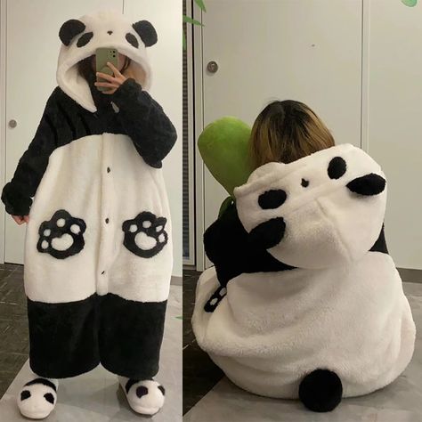 Cute Pjs Onesies, Onesie Aesthetic, Panda Pajamas, Cute Pyjamas, Plush Pajamas, Panda Outfit, Cute Onesie, Tube Top And Skirt, Panda Plush