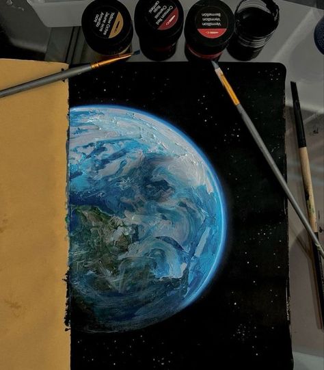 Earth Acrylic Painting, Earth Painting, Canvas Painting Designs, Painting Art Lesson, Art Painting Gallery, Small Canvas Art, Arte Sketchbook, Nature Art Painting, Diy Canvas Art Painting