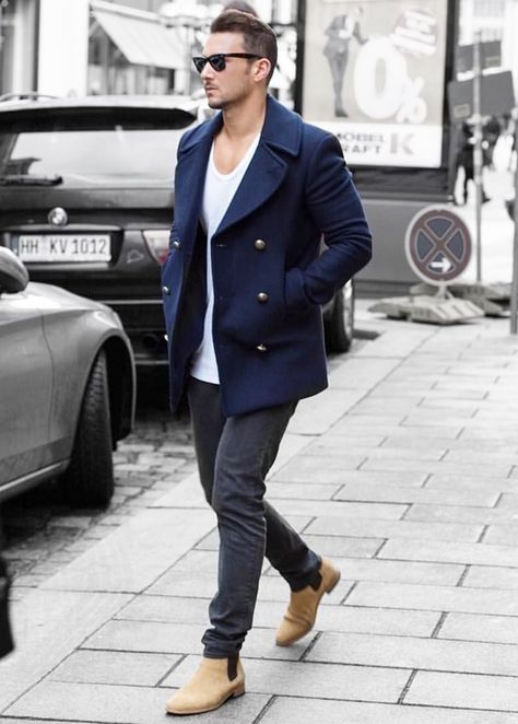 55+ Dynamic And Fashionable Pea Coats For Men | Fashion Hombre Mens Blue Peacoat Outfit, Blue Coat Outfit Men, Navy Peacoat Outfit Men, Peacoat Men Outfits, Pea Coat Men Outfits, Blue Peacoat Outfit, Red Peacoat Outfit, Peacoat Outfit Men, Peacoat Outfit