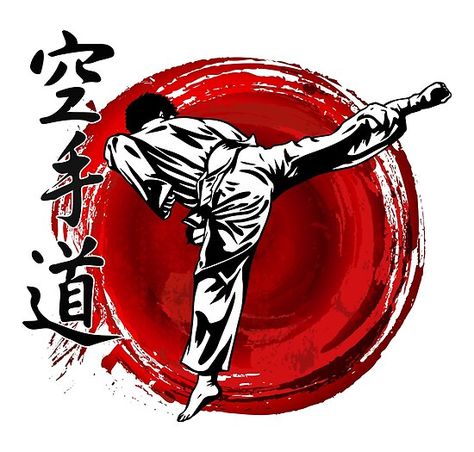 Karate do Kanji witth a karateka doing a mawashi geri • Millions of unique designs by independent artists. Find your thing. Karate Tattoos, Kempo Karate, Kenpo Karate, Goju Ryu, Martial Arts Sparring, Kyokushin Karate, Shotokan Karate, Karate Martial Arts, Pencak Silat