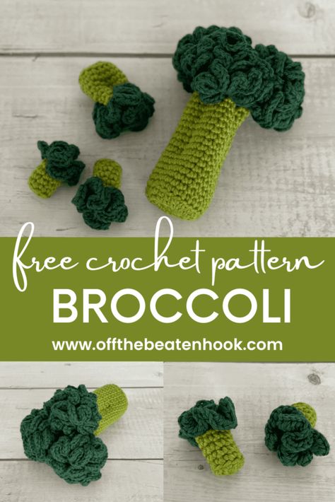 Crochet Broccoli, Easy Broccoli, Crochet Fruit, Food Collection, Food Patterns, Toy Food, Okie Dokie, Crochet Food, Fruit And Veg