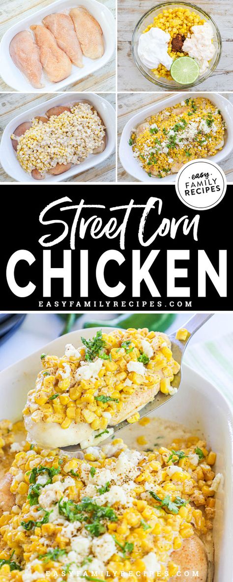 Mexican Street Corn Meal, Mexican Street Corn Casserole With Chicken, Corn And Chicken Casserole, Chicken Corn Dinner, Chicken And Street Corn, Chicken Corn Recipes Meals, Street Corn Chicken Bake, Elote Chicken Casserole, Corn Chicken Recipes