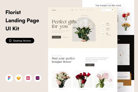 Flowery - Florist Landing Page UI KIT by Vektorastudio on Envato Elements Florist Website, Landing Page Ui, Graphic Templates, Envato Elements, Design System, Templates Downloads, Ui Kit, Landing Page, Flowers Bouquet