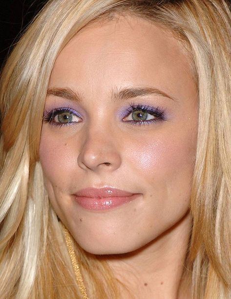 I really like Rachel's purple eyeshadow here. Very light, but it pops. And she keeps the rest of her face very simple. Great glow. Green Eyes Pop, Purple Eye Makeup, Purple Eyeshadow, Rachel Mcadams, Long Blonde, Purple Eyes, Long Blonde Hair, Hair Dos, Green Eyes