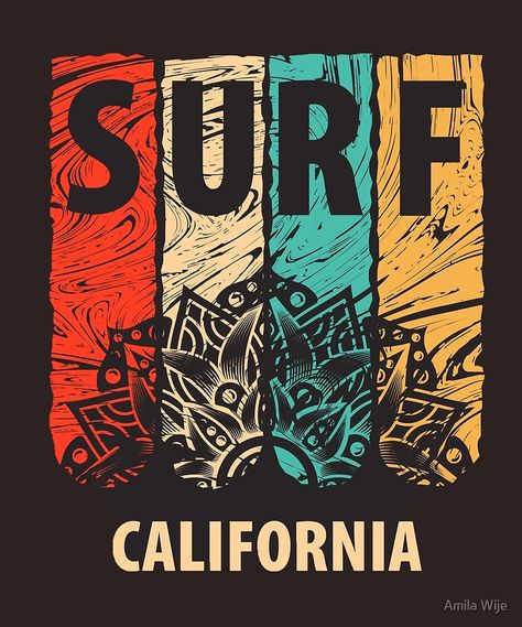 Surf California, Surf Logo, Surf Vintage, T Shirt Logo Design, Surf Poster, Shirt Logo Design, Tshirt Design Inspiration, California Surf, Free Poster