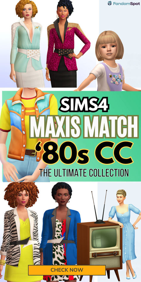 Need some 1980s CC for your next decades challenge? Well this list offers plenty of CC for your Sims to dress up like it's the '80s all over again - and everything here is 100% maxis match to blend in with the rest of your CAS accessories. The Sims 4 1980s Cc, Sims4 80s Cc, Sims 4 80s Cc Maxis Match, 2000 Sims 4 Cc, Ts4 80s Cc, 1980s Sims 4 Cc, Sims 4 80s Clothes, Sims 4 80s Furniture, Sims Cc 80s