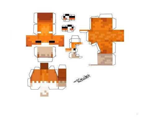 Minecraft Fox Template, Minecraft Fox Sleeping, Papercraft Minecraft Cat, Minecraft Papercraft Printables, Minecraft 3d Papercraft, Paper Crafts Minecraft, Fox Paper Craft, Fox Minecraft, Minecraft Diy Crafts