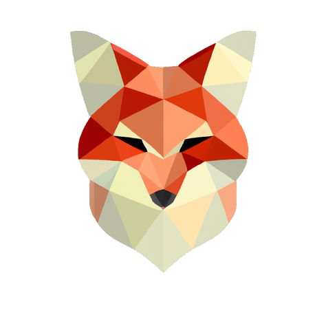 Geometric design of a foxes face, made with simple polygons and varying shades of orange, white, grey, and black Symmetrical Composition, Polygon Pattern, Geometric Fox, Polygon Art, Animal Designs, Geometric Logo, Geometric Animals, Fox Design, Classic Image