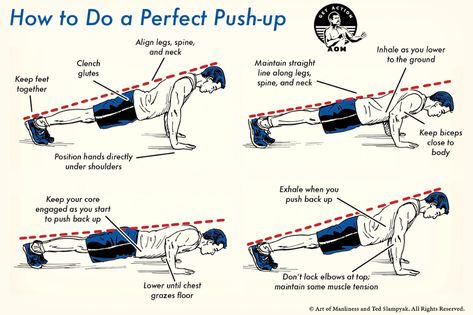 How to Do a Perfect Push-Up | The Art of Manliness Perfect Pushup, Push Up Workout, Art Of Manliness, Chest Workouts, Boxing Workout, Muscle Tension, Morning Yoga, Calisthenics, Full Body Workout