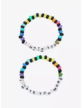 Hate You Rainbow Best Friend Beaded Bracelet Set, Matching Bracelets For Best Friends Diy, Matching Bead Bracelets For Friends, Bestie Bracelet Ideas, Matching Diy Bracelets, Matching Kandi Bracelets For Friends, Candy Bracelet Ideas, Beaded Friendship Bracelet Ideas, Matching Bestie Bracelets, Bracelet Ideas Matching