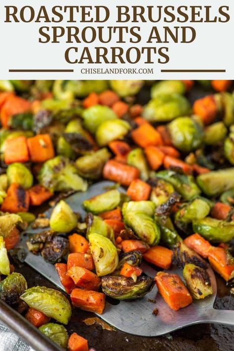 Roast Carrots And Brussel Sprouts, Roasted Carrots Brussel Sprouts, Brussels Sprouts And Carrots Recipe, Carrot And Brussel Sprout Recipes, Brussel Sprout Carrot Recipes, Roasted Brussels Sprouts And Carrots, Roasted Carrots And Brussel Sprouts, Roasted Brussel Sprouts And Carrots, Carrots And Brussel Sprouts