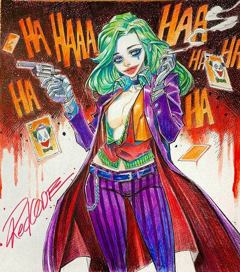 Female Joker Drawing, Female Joker Fanart, Female Joker Art, Bianca Steeplechase, Joker Genderbend, Jokers Daughter, Joker Female, Female Joker Cosplay, Girl Joker