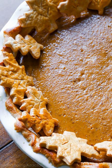 The Great Pumpkin Pie Recipe, Pie Crust Leaves, Fresh Pumpkin Pie, Cookies Pumpkin, Pumpkin Pie Recipe Easy, Sallys Baking, Homemade Pie Crust, Best Pumpkin Pie, Amigurumi For Beginners