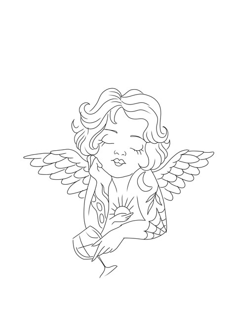 Tatted Angel Tattoo, American Traditional Angel Tattoo, Cute Angel Tattoo, Angel Flash Tattoo, Tattoo Stencils For Women, Angel Tattoo Drawings, Basic Tattoos, Tato Henna, Forearm Tattoo Women