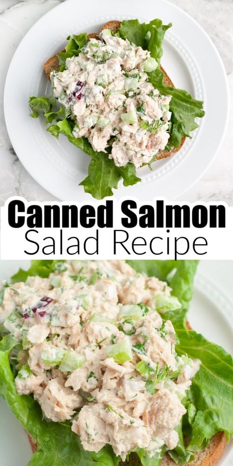 Fast, easy canned salmon salad can be made in minutes. Made with fresh herbs, crunchy vegetables, and simple seasonings this salmon salad is sure to be a hit. Canned Salmon Wrap, Salmon Tuna Salad, Salmon Salad Ideas, Easy Salmon Salad Recipes, Salmon Salad Recipes Canned, Summer Salmon Salad, Canned Salmon Salad Recipes, Salmon Salad Recipes Healthy, Salmon Recipes Salad