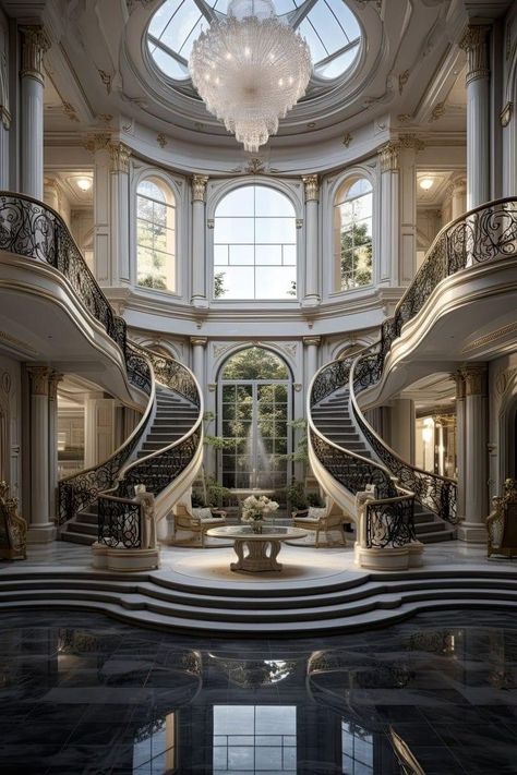 Castle Grand Staircase, Castle House Design Inside, Modern Castle Interior, Fancy Stairs, Dream Staircase, Mansion Staircase, Castle Staircase, Mansion Inside, Castle Homes