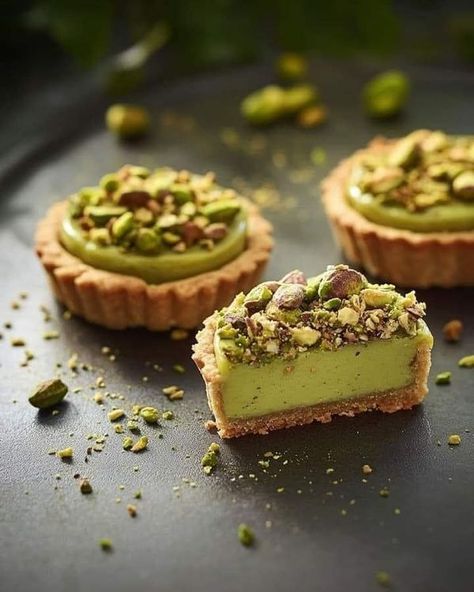 RecipeTin | Pistachio Tartlet 🥧 | Facebook Pistachio Filling, Pistachio Baklava, Tartlets Recipe, Pistachio Butter, Cake Decorating Piping, Cookie Snack, Delicious Cake Recipes, Creamy Desserts, Dessert Salads