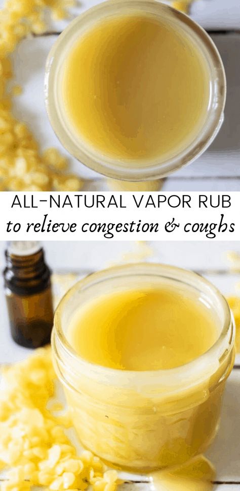 Make all-natural vapor rub for natural congestion relief. Homemade Vics recipe for kids using essential oils. #essentialoils Diy Chest Rub For Cough, Essential Oil Chest Rub For Cough, Essential Oils For Bronchitis Cough, Homemade Chest Rub, Diy Vapor Rub, Cooking With Turmeric, Essential Oils For Babies, Chest Rub, Salve Recipes