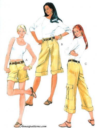 Easy Cargo Shorts Pants Capri Sewing Pattern Summer Spring Hiking Patch Pocket Belted 5633 12-20 Cargo Shorts Women, Pants Sewing Pattern, Mccalls Sewing Patterns, Easy Sewing Patterns, Mccalls Patterns, Sewing Pattern Sizes, Hiking Pants, Women Cargos, Tailored Pants