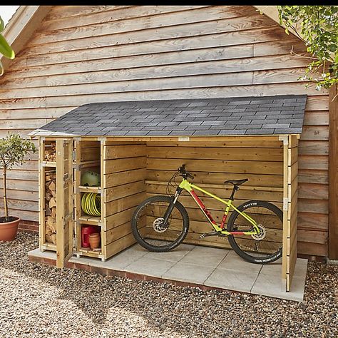 Garden Bike Storage, Outdoor Bike Storage, Bike Shelter, Lawn Mower Storage, Backyard Storage, Bike Shed, Wood Shed, Have Inspiration, Diy Shed