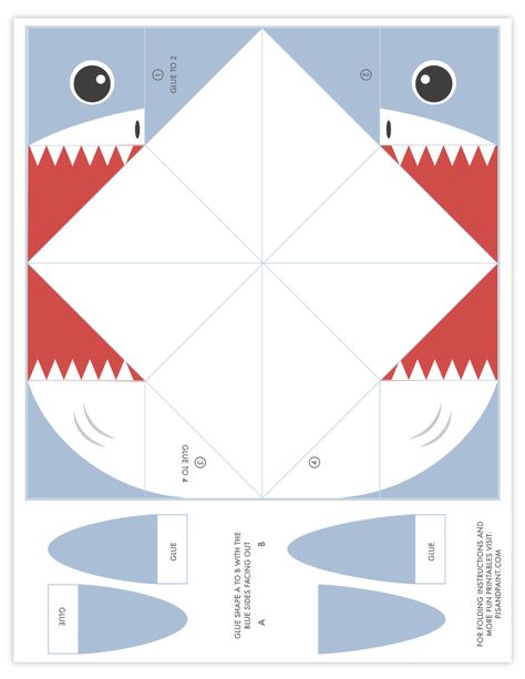 shark cootie catcher template Ocean Themed Activities, Cootie Catcher Template, Themed Activities For Kids, Summer School Crafts, Shark Activities, Octopus Crafts, Origami Toys, Shark Craft, Cootie Catcher