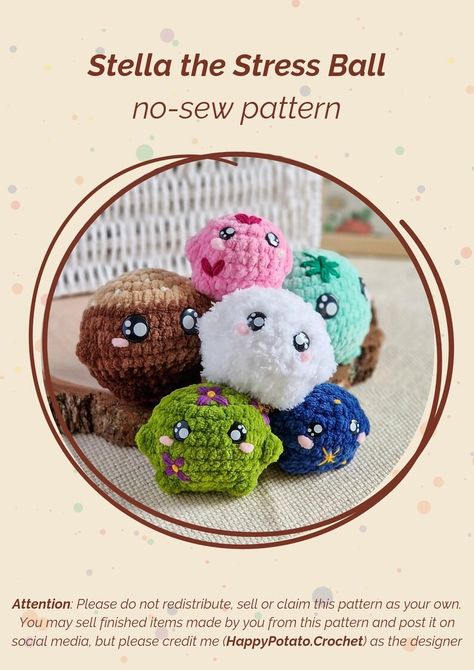 Stress Ball Crochet Pattern, Easy No Sew Amigurumi Pattern, Quick Crochet Pattern for Market Prep, Stella the Stress Ball Pdf - Etsy Poland Sphere Crochet Pattern, Amigurumi Ball Pattern, Crochet Big Ball Pattern Free, Crochet Sensory Ball Free Pattern, Small Crochet Ball, Small Ball Crochet Pattern, Easy Amigurumi Pattern, Quick Crochet Patterns, Quick Crochet