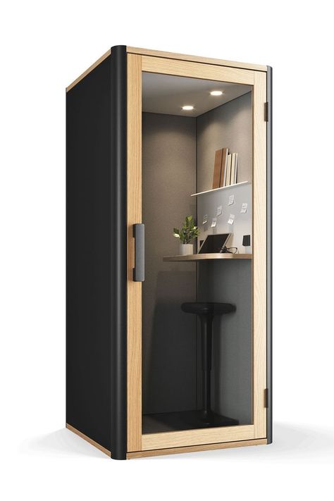 The Bosselino phone pod by Bosse provides workers with a flexible, private retreat set within today’s fast-paced open-plan office environments. Work Pod, Business Capsule, Coworking Design, Recording Booth, Cozy Workspace, Clean Workspace, Recording Studio Home, Mini Office, Office Pods