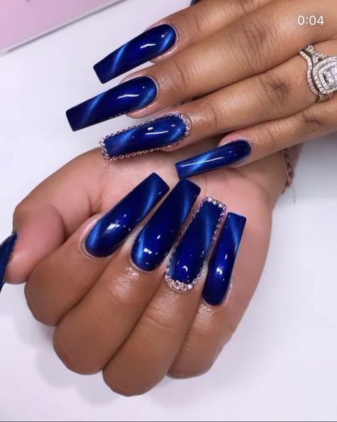 Dark Royal Blue Nails, Blue New Years Nails, Nails One Color, Unique Acrylic Nail Designs, Cosmic Nails, Nails With Fire, Nails New Year, Pride Nails Designs, Tropical Vacation Nails