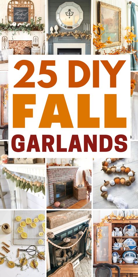 Add a touch of warmth to your fall home decor with our exquisite fall garland. Embrace the beauty of autumn with this rustic DIY fall decor. Crafted with autumn leaves, pumpkins, and natural elements, our harvest garland brings the essence of the season indoors. Perfect for Thanksgiving gatherings and cozy evenings. Create your own farmhouse fall garland with our easy and creative tutorial. Get inspired to design your own unique and beautiful DIY Thanksgiving garland. Outdoor Fall Garland, Autumn Garland Diy, Diy Thanksgiving Garland, Diy Fall Garland Ideas, Fall Mantle Garland, Fall Garland Ideas, Diy Fall Garland, Crafts Mothers Day, Diy Front Door