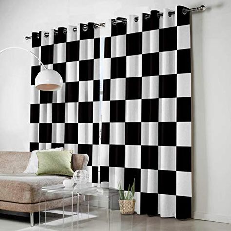 Checkered Curtains, Car Themed Bedrooms, Boy Toddler Bedroom, Toddler Boys Room, Country Curtains, Bedroom Black, Checkered Flag, Hanging Curtains, Curtains Bedroom